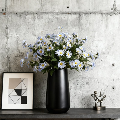 3 fausses marguerites artificielles 3 pièces, 14 pouces fausses fleurs sauvages avec des tiges pour les bouquets de mariage, décorations de fête, fleurs, bleu