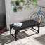 Banc de jardin en bois, banc de parc extérieur avec siège à lattes, banc de véranda sans dossier avec siège courbé pour véranda, jardin, bord de piscine, terrasse, noir