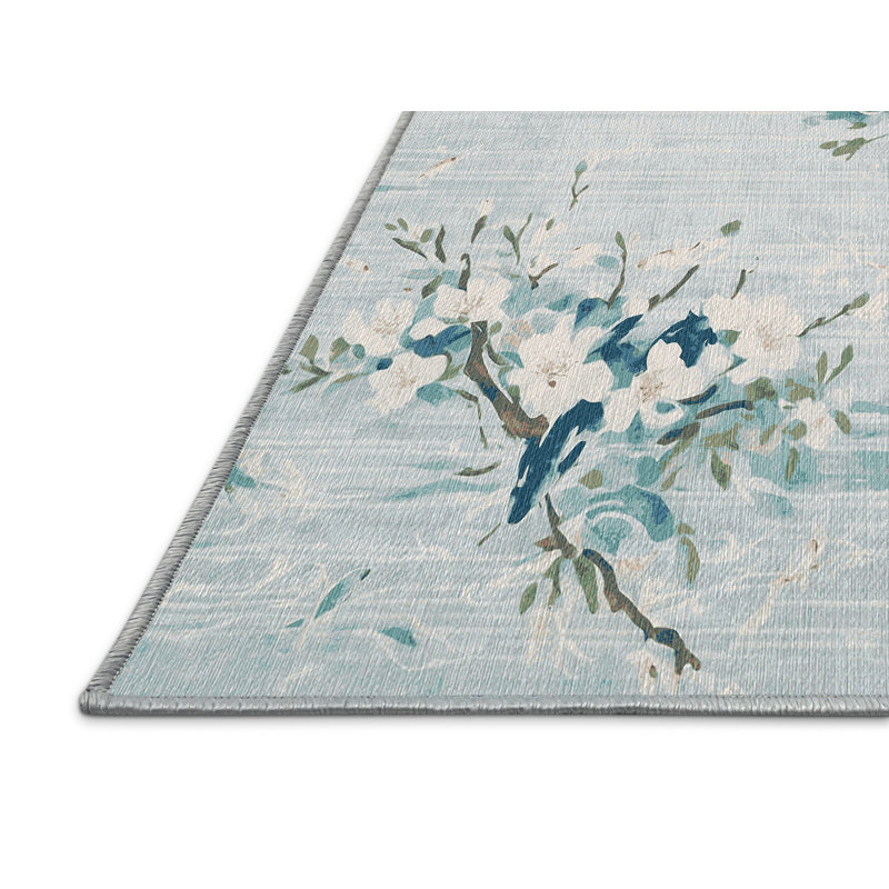 Machine Washable Blue Area Rug, Rectangle 7' x 10'