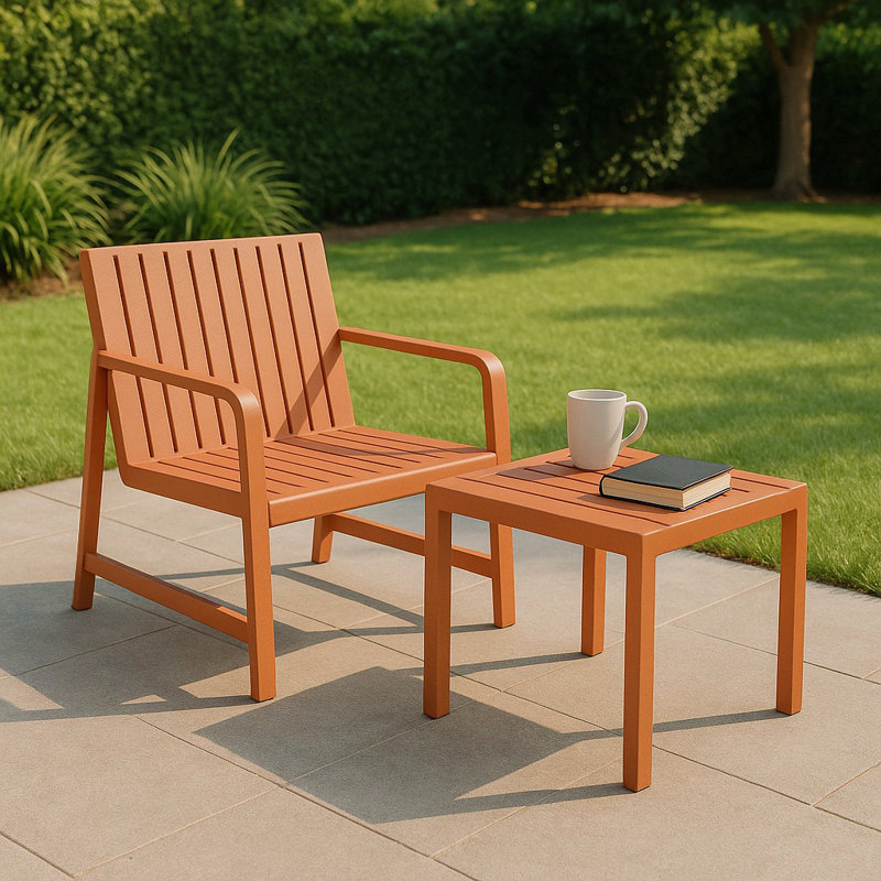 2-Piece Indoor/Outdoor Furniture Set 1 Chairs & 1 Coffee Tables Waterproof Pp Material - Easy Assembly Patio Conversation Set