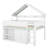 Full Size Low Loft Bed With Canopy Roof, Wood Loft Bed With Storage Cabinet, Open Shelves & Roof Design, House Bed Frame-109839875