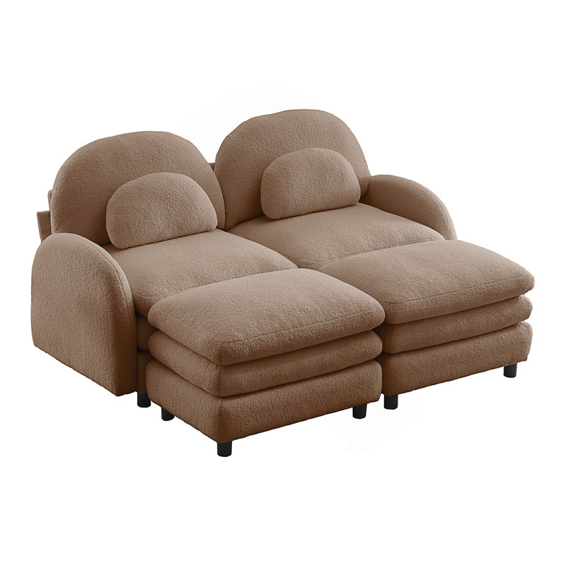Canapé modulaire courbé 2 places avec repose-pieds et coussins double épaisseur