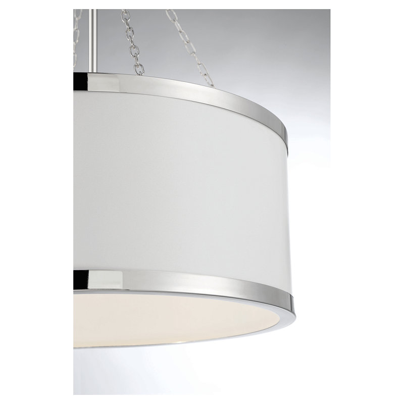 Braselton 6-Light Dimmable Drum Chandelier, Polished Nickel, White