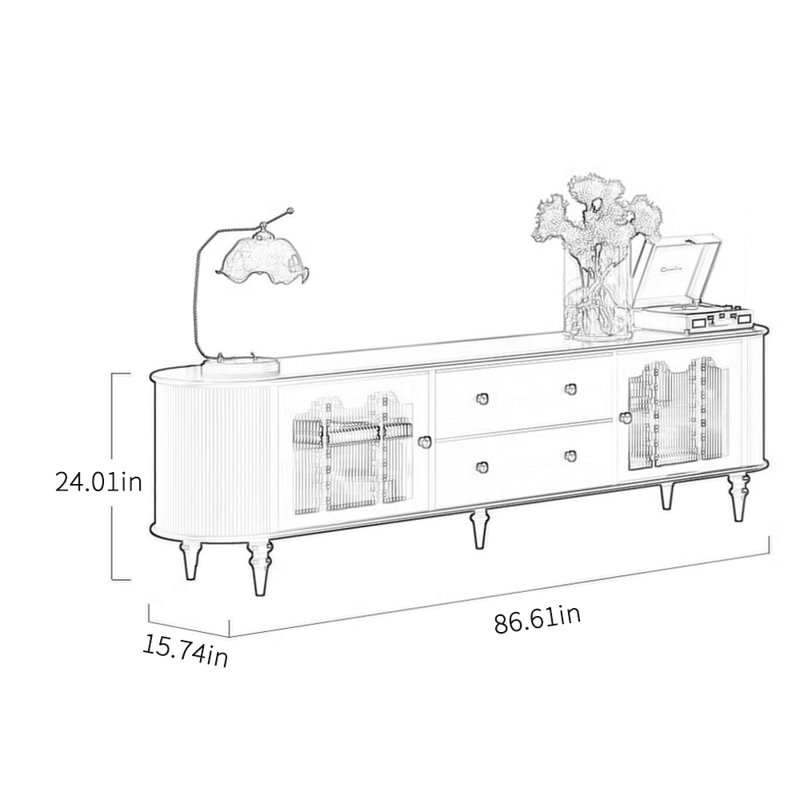 Meuble télé en bois massif American, 86.61"