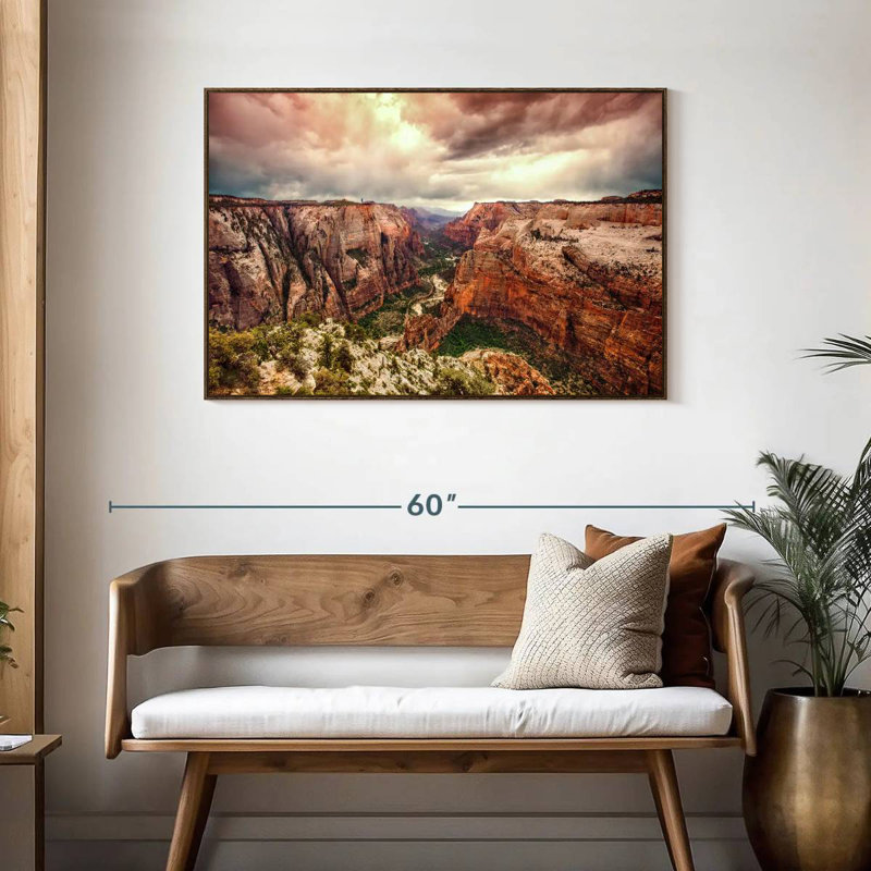 Parc national de Zion à couper le souffle, Cadre flottant noyer, 43 po x 29 po