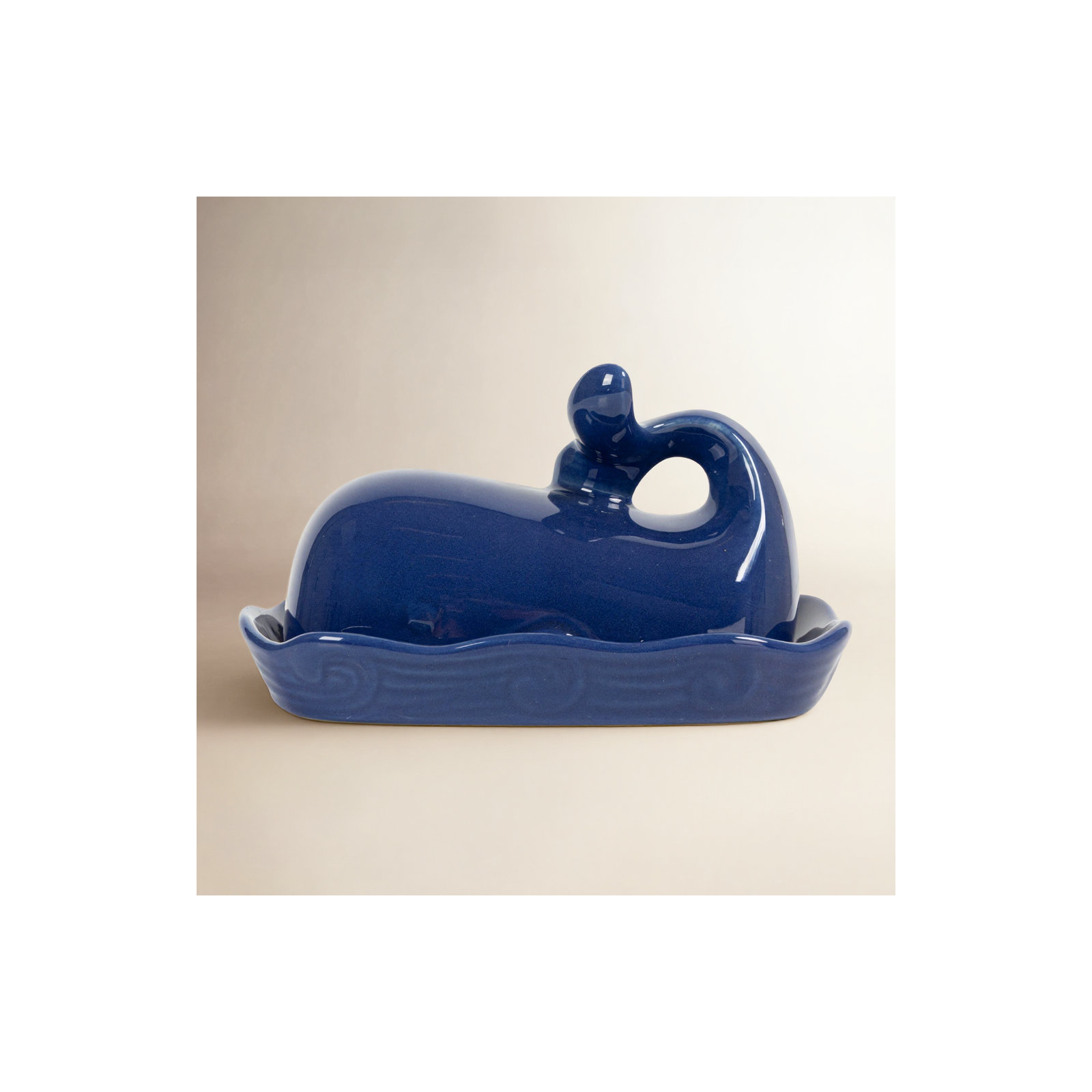 Leonida Novelty Ceramic Butter Dish, Navy Blue