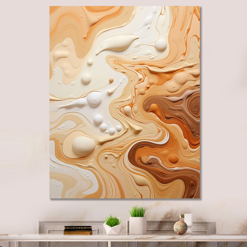 Abstrait Mirage Macchiato - Art mural abstrait, salon, Toile tendue, H 20 po x l 12 po