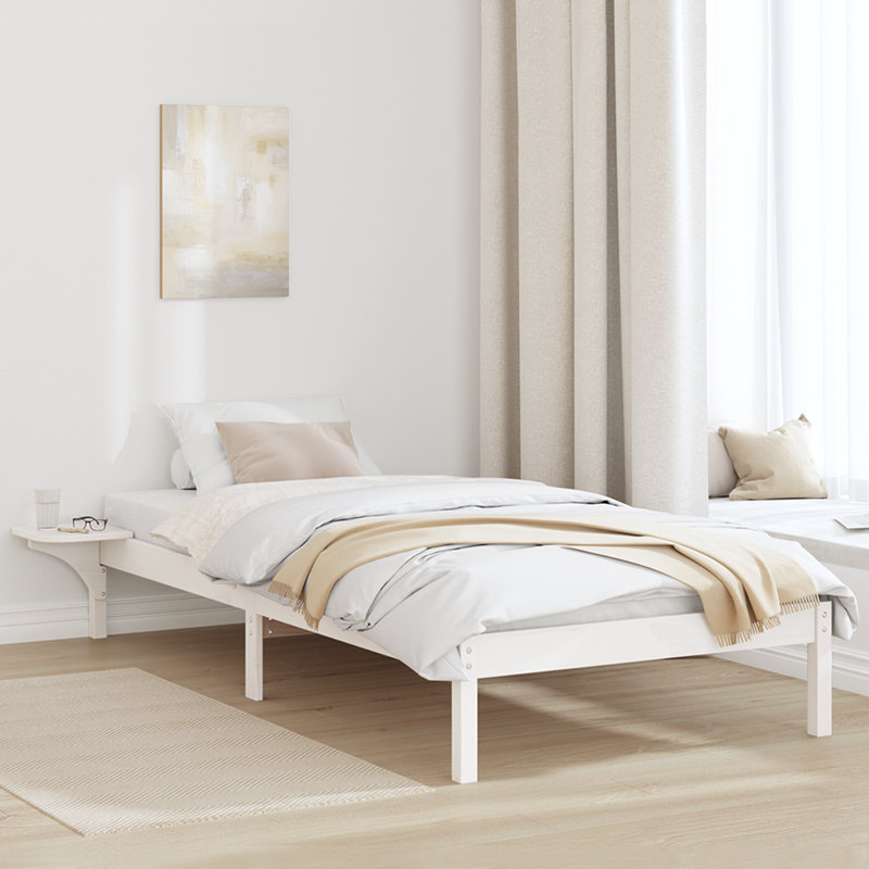 Bed Frame Solid Pine Wood, Small Single (2'6), White