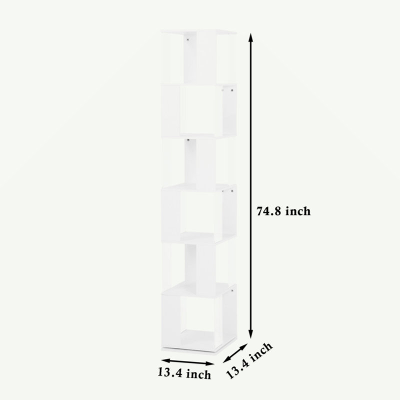 6 Tier Rotating Bookshelf, Floor Rack Simple Bookcase  With Acrylic Plate Student Multi-Function Creative Bookshelf For Living Room