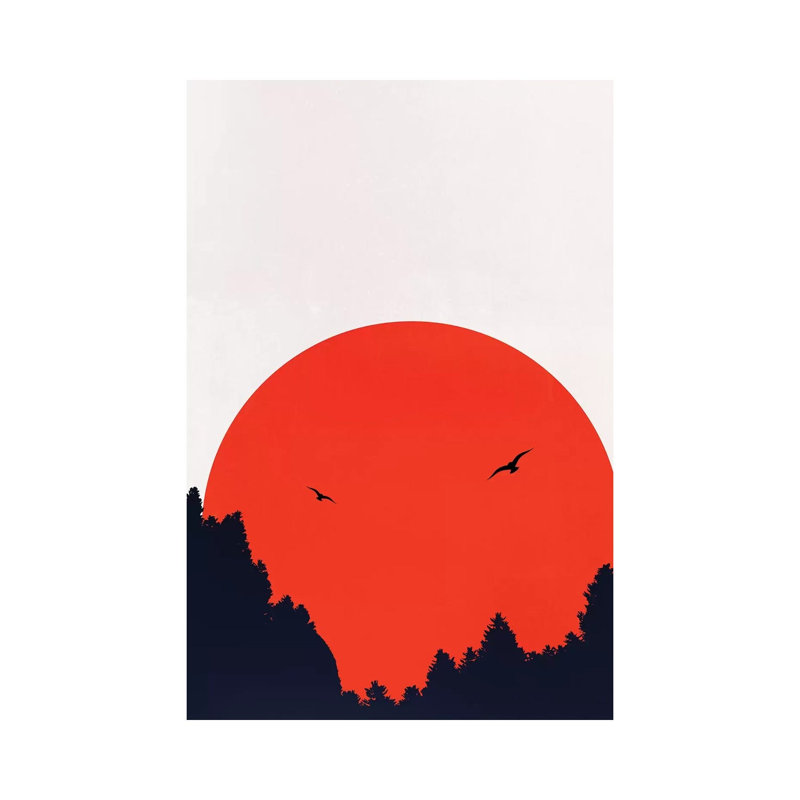 Two Birds - Red by Kubistika - Print on Canvas, Wrapped Canvas, 30.48cm H x 20.32cm W x 1.91cm D