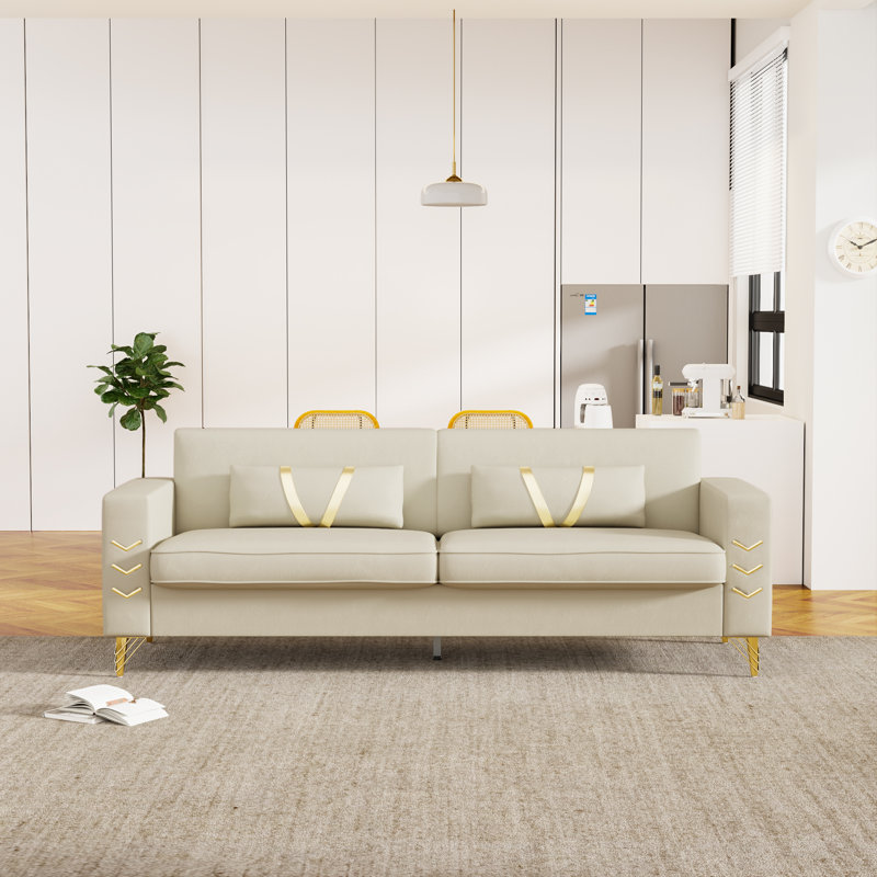 Rhum 85.63'' Velvet Tuxedo Arm Sofa, Gray Velvet