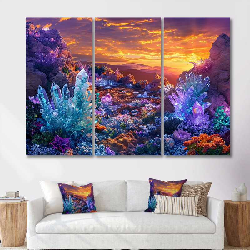 Emerie - Ensemble d'art mural paysage abstrait, Toile tendue, H 40 po x l 60 po x P 1 po