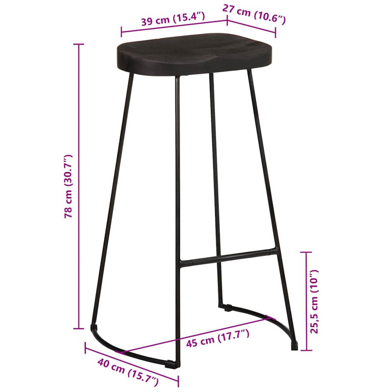 Fulbright Counter Stool, 45 x 40 x 78 cm, Black