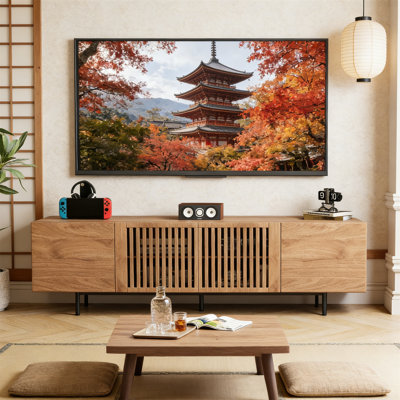 Medieval Modern TV Stand, Walnut Console, With Ample Storage Space - A Stylish Entertainment Center For Living Rooms Or Bedrooms