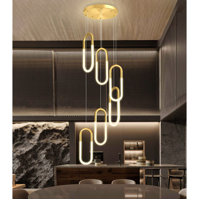 Lustre moderne à intensité variable 112 anneaux 112 po, Gold
