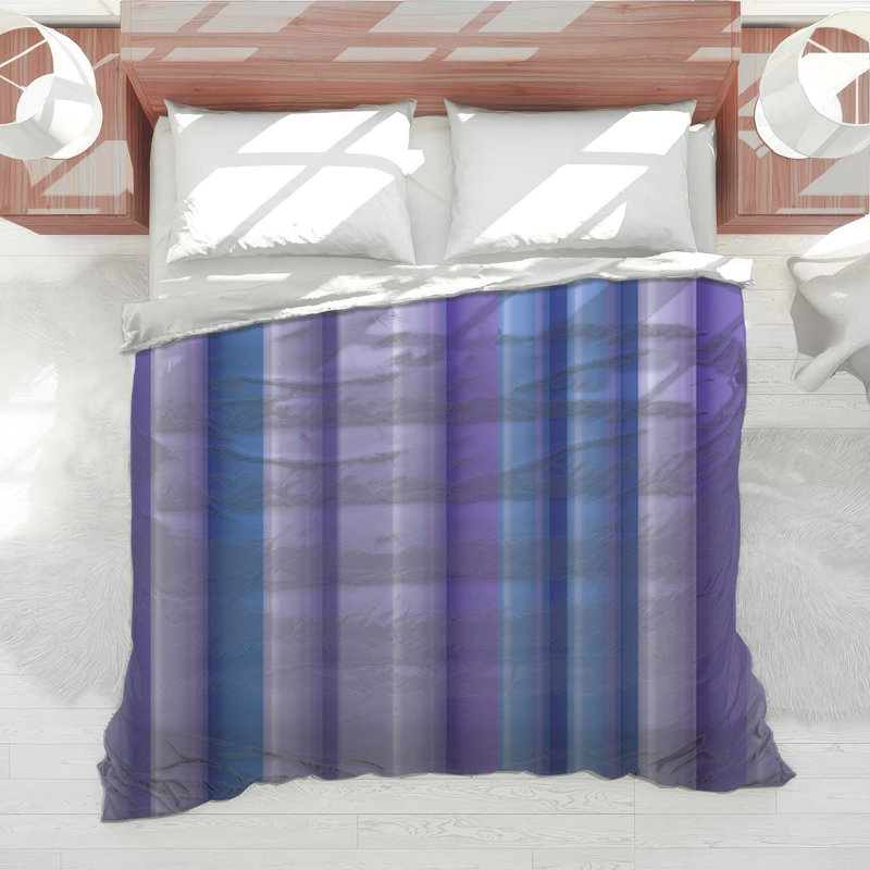 Édredon à rayures bleues et mauves, Très grand lit
