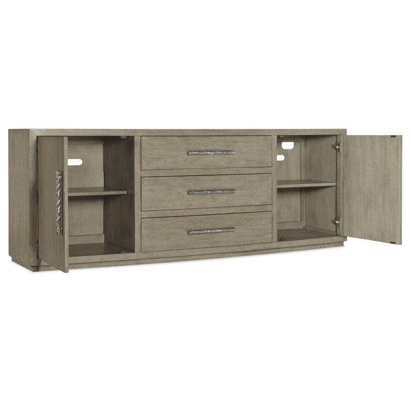 Gray Oak Veneer 82'' Media Console with Cabinet