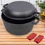 Étuve en fonte 2 en 1 avec couvercle de poêle, casserole pré-assaisonnée de 5 pintes avec deux poignées pour le camping et le barbecue