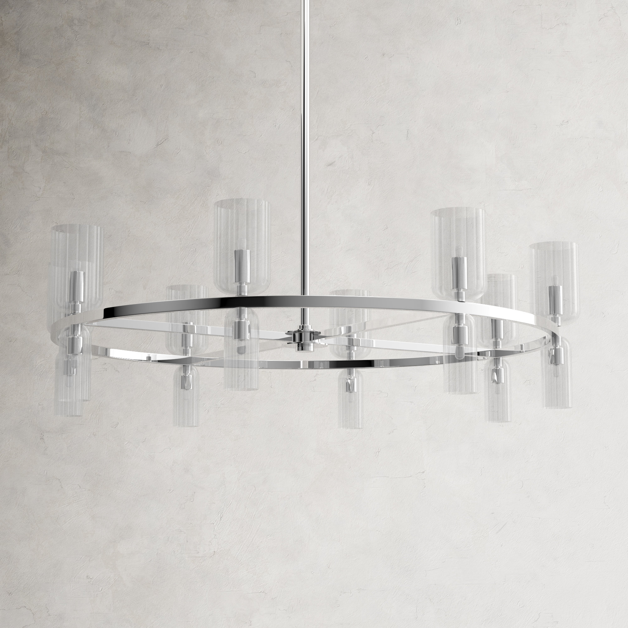 16 - Light Metal Chandelier, Polished Nickel