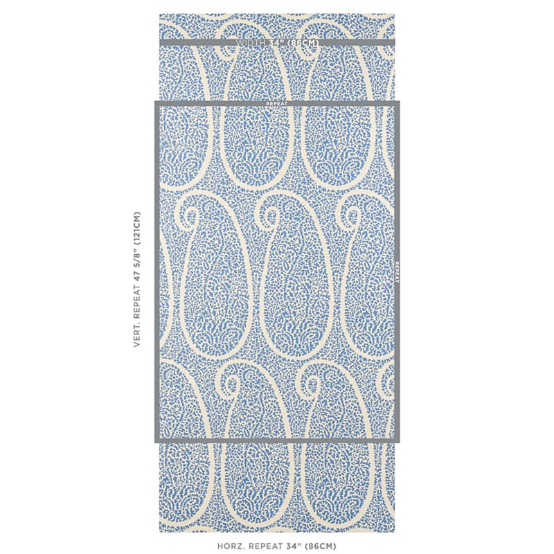 Ambala Paisley Sisal Wallpaper, Blue