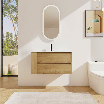 Meuble-lavabo mural 36 po avec lavabo en céramique