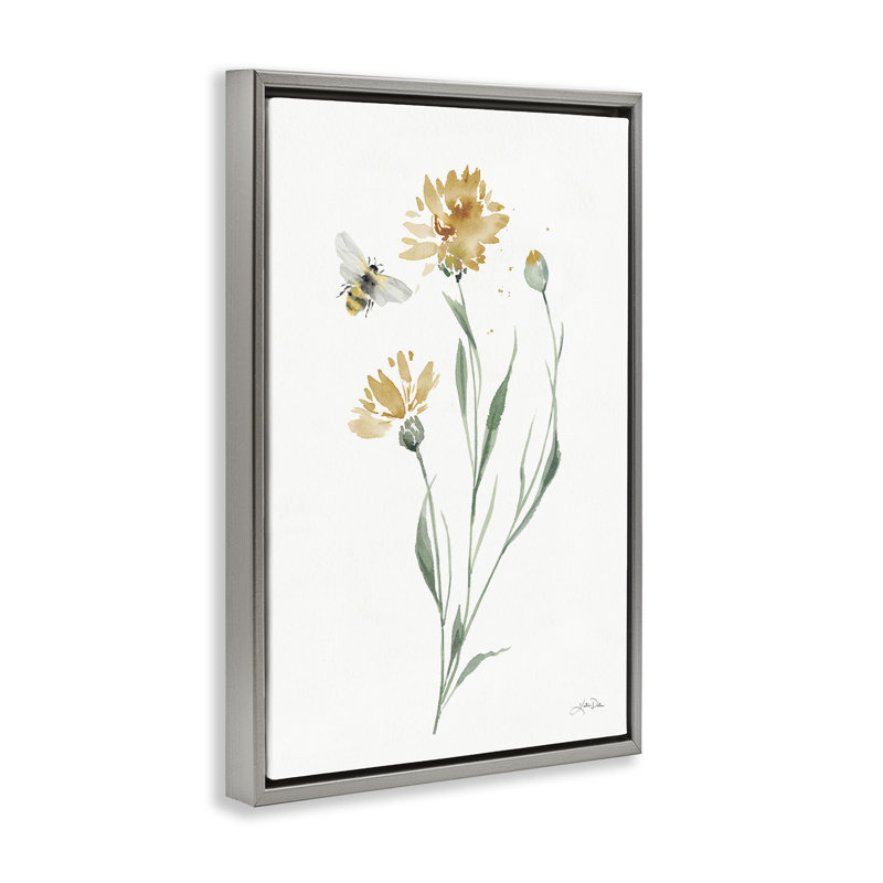 «Wild Honeybloom Flowers», toile flottante encadrée grise par Katrina Pete, Cadre flottant gris lustré, H 25 po x l 17 po