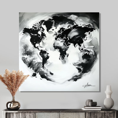 Carte des océans - décor métallique moderne, impression sur carte du monde