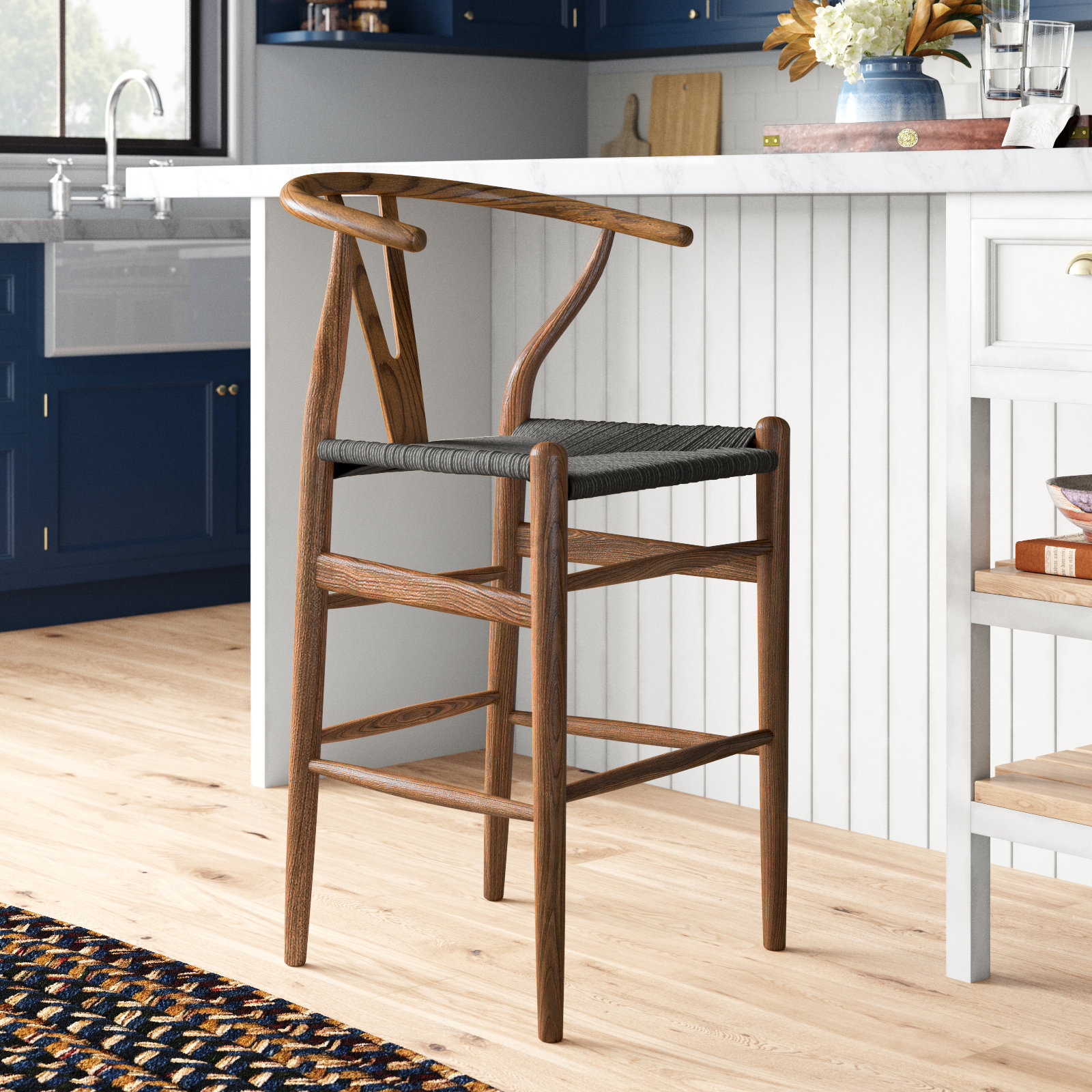 Etta Solid Wood Bar & Counter Stool, Walnut/Black, Counter Stool (25.75" Seat Height)