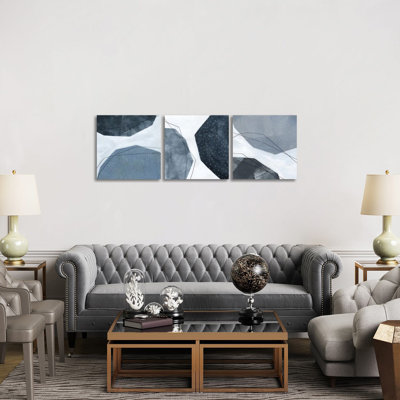 «Adjacent Abstraction Triptych», ensemble d'art mural sur toile tendue (ensemble de 3)