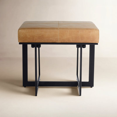 Calvin Genuine Leather Accent Stool