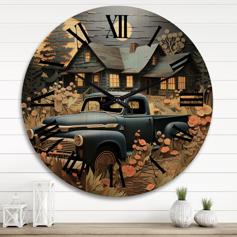 Horloge murale en bois massif Rockmart, Très grand