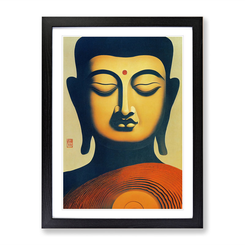Buddha Aglow - Single Picture Frame Print, Black, 46cm H x 34cm W x 2cm D