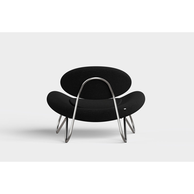 Meadow Lounge Chair, Black Painted Steel Frame, Brushed Stainless Steel, Natural Polyester Blend