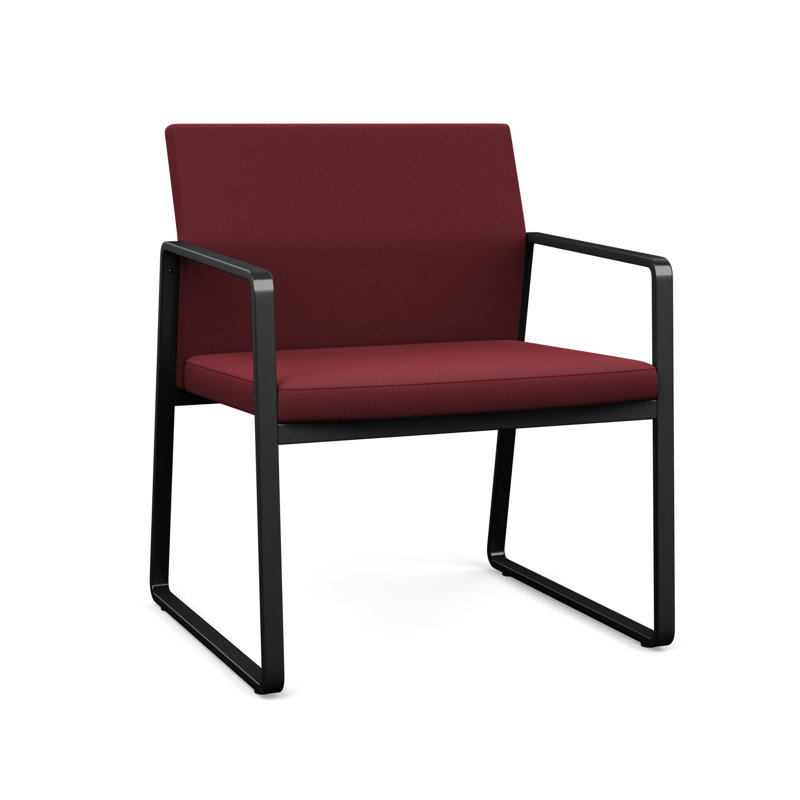 Chaise d'invité surdimensionnée Gansett, Noir, Tissu vin ouvert