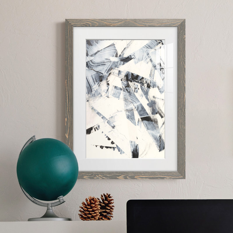 «Fractured Ice I», peinture sur toile encadrée, Cadre gris, H 20 po x l 17 po x P 1 po