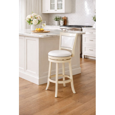 Coriyah Swivel Upholstered Counter Stool with Solid Wood Frame