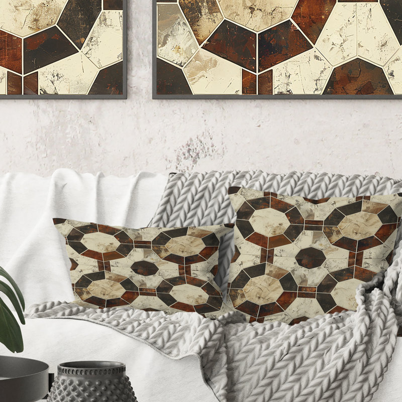 Coussin lombaire Mid-Century noir beige