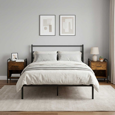 40 cm W Galvanised Steel Bedside Table