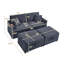 Canapé confortable moelleux en velours côtelé, espace de rangement pour grande causeuse, méridienne moelleuse avec repose-pieds double et table de bout-732149711