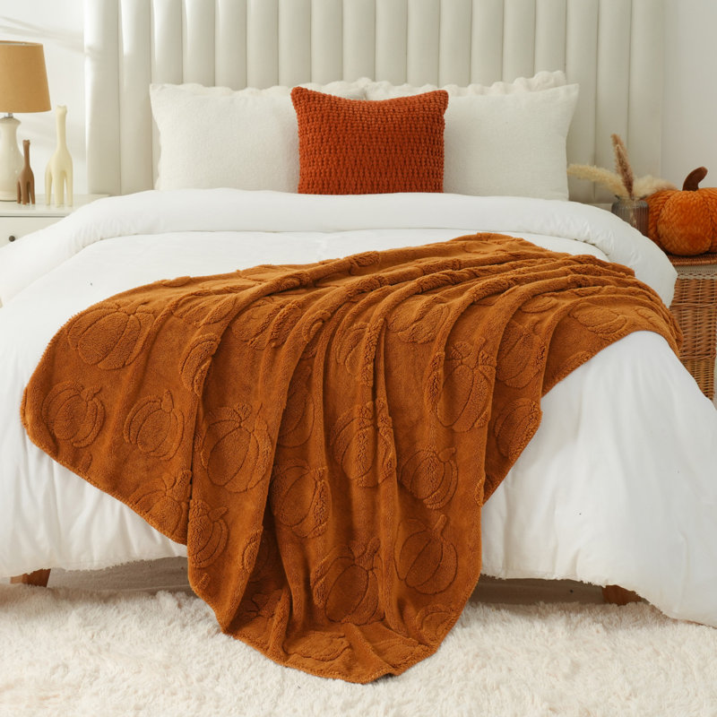 Jeté d'automne pour canapé, jeté en flanelle rouille 50 po x 60 po