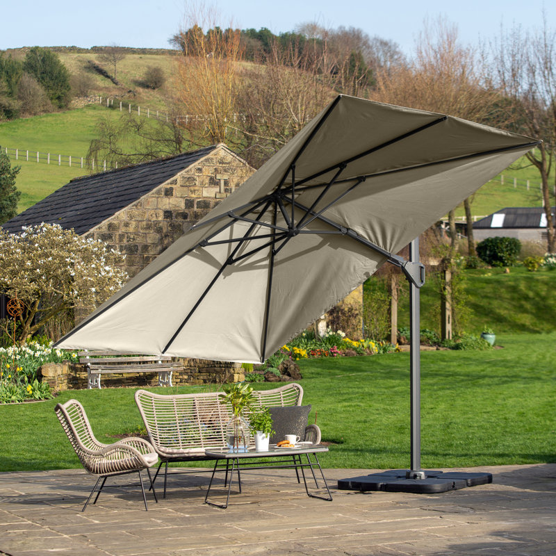 Batson 350cm X 260cm Rectangular Cantilever Parasol, Champagne, Black