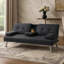 Canapé convertible Gary avec table pliante, pieds en métal, tissu noir