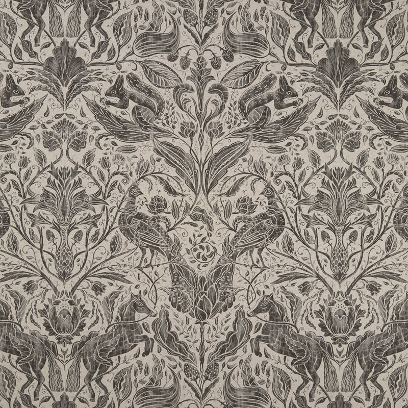 Country Garden Fabric, Charcoal