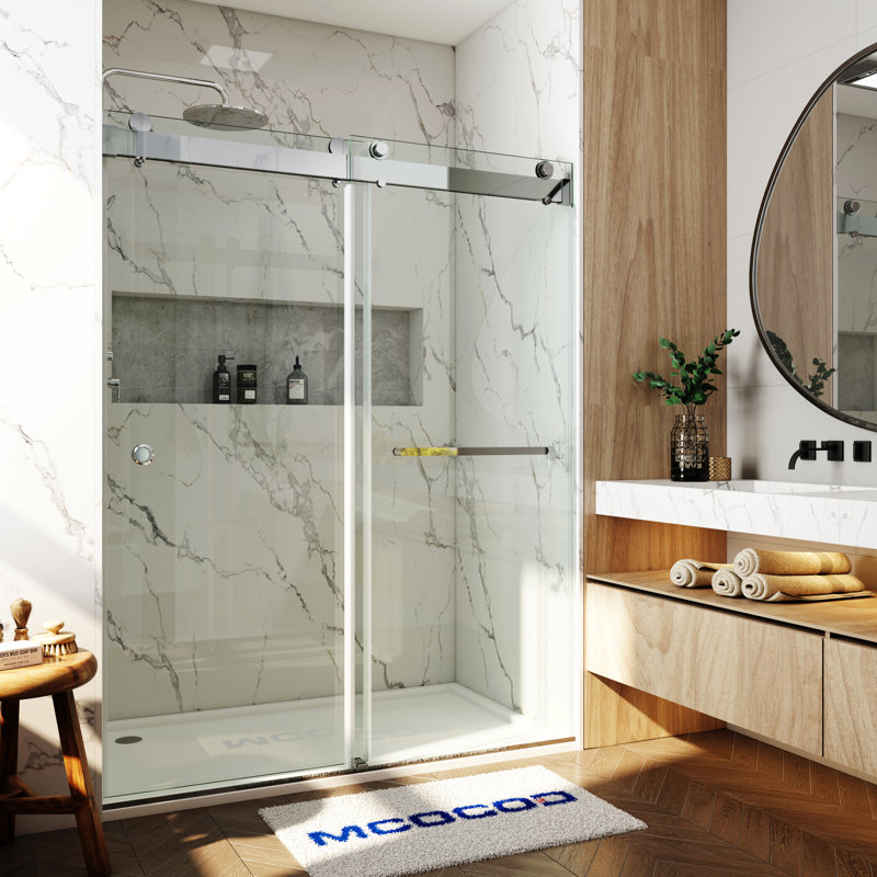 Opal Mirage MCOCOD 56-60.75" W x 72" H Double Sliding Frameless Soft Close Shower Door with 3/8" (10mm)Clear Glass, Chrome