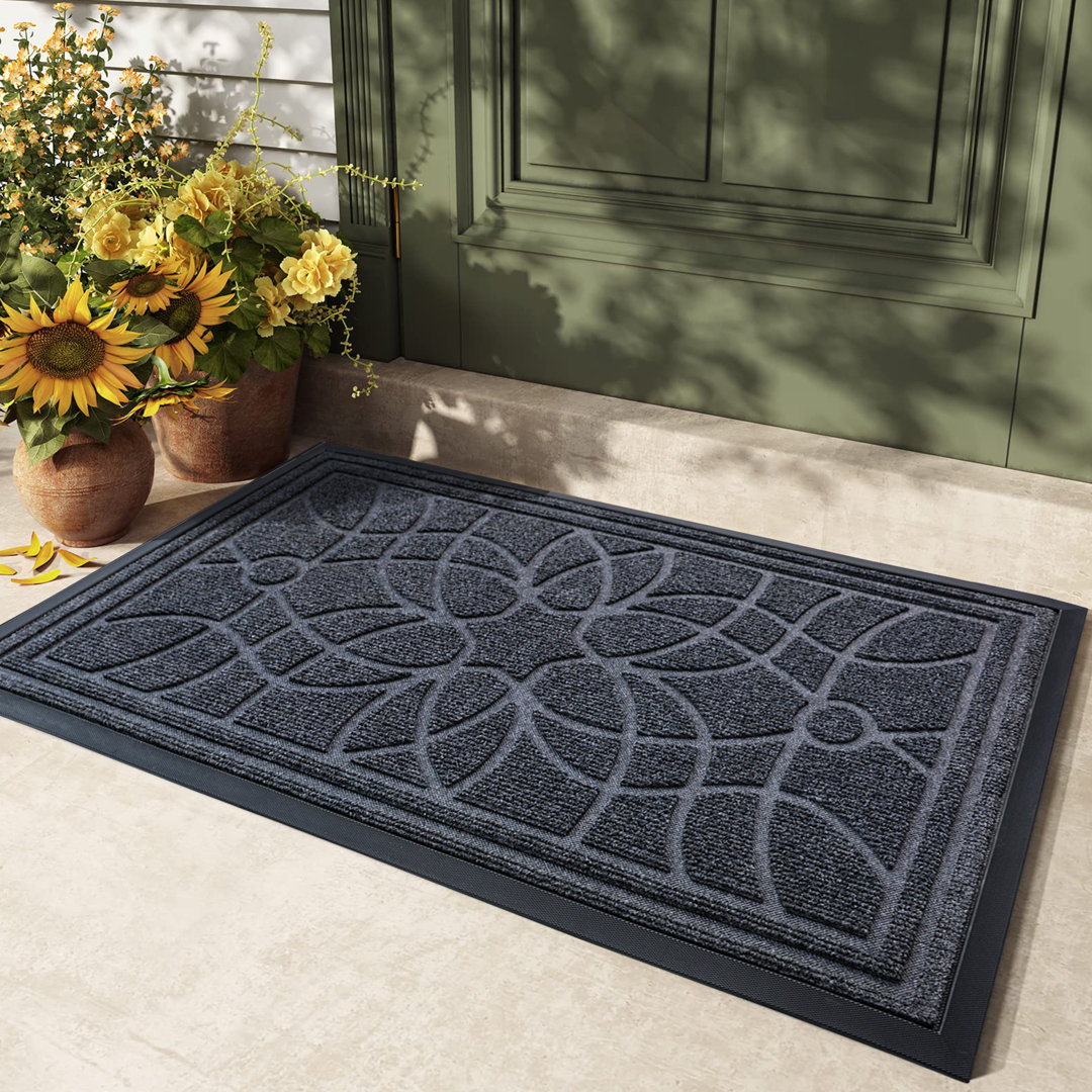 Soamy Floral Outdoor Indoor Washable Non-Slip Entrance Doormat Arlmont & Co. 