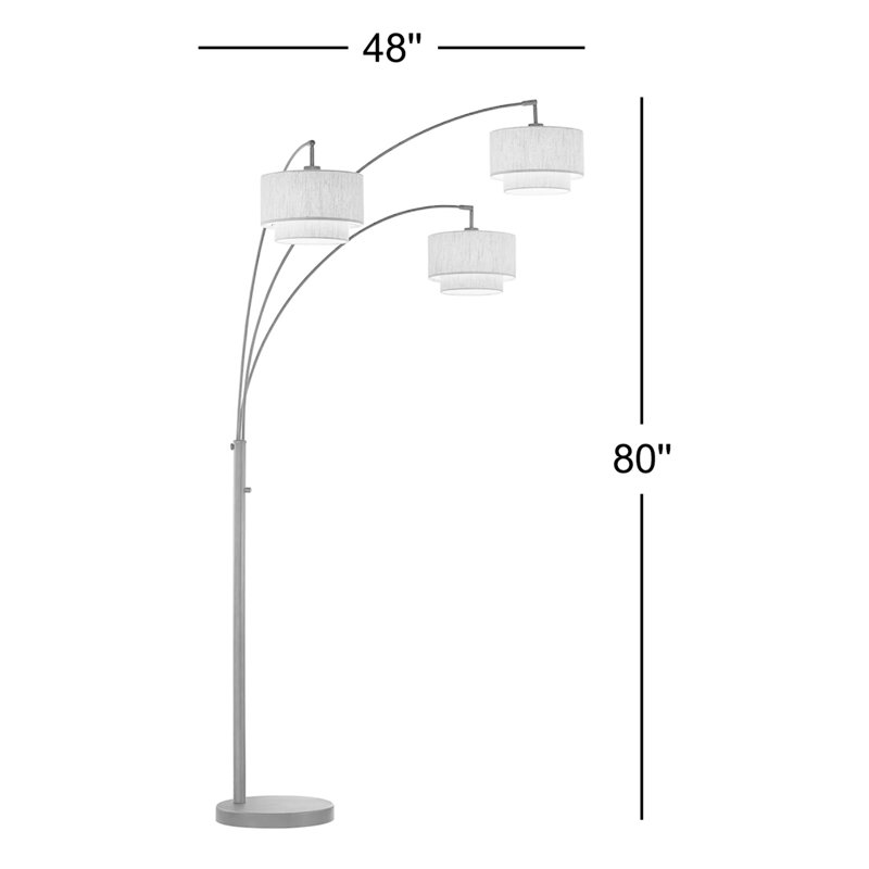 Lumiere III 80 LED Arched Floor Lamp with Double layer shade, Antique Bronze, Tan