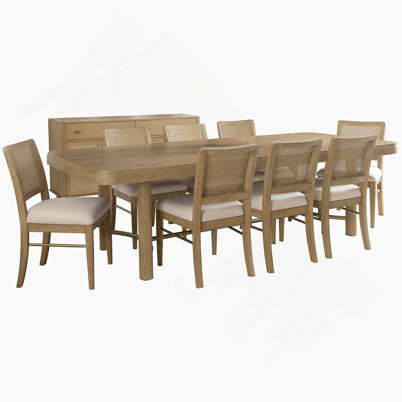 Ensemble de table de salle à manger à rallonge 9 pièces Benson, 9 pièces : table, 8 chaises