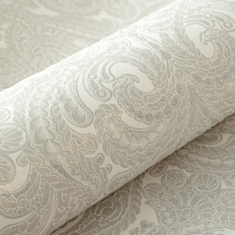 Adonea Aphrodite Glass Beads 3D Embossed 33' L x 21" W Wallpaper Roll, Cream Gold