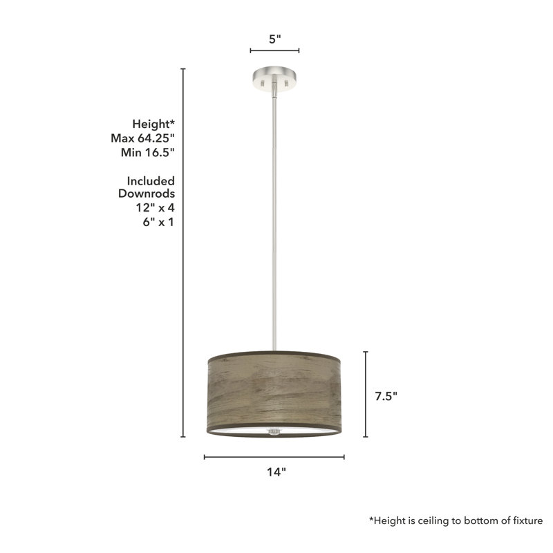 Solhaven 2 - Light Shaded Drum Pendant, Warm Gray Oak