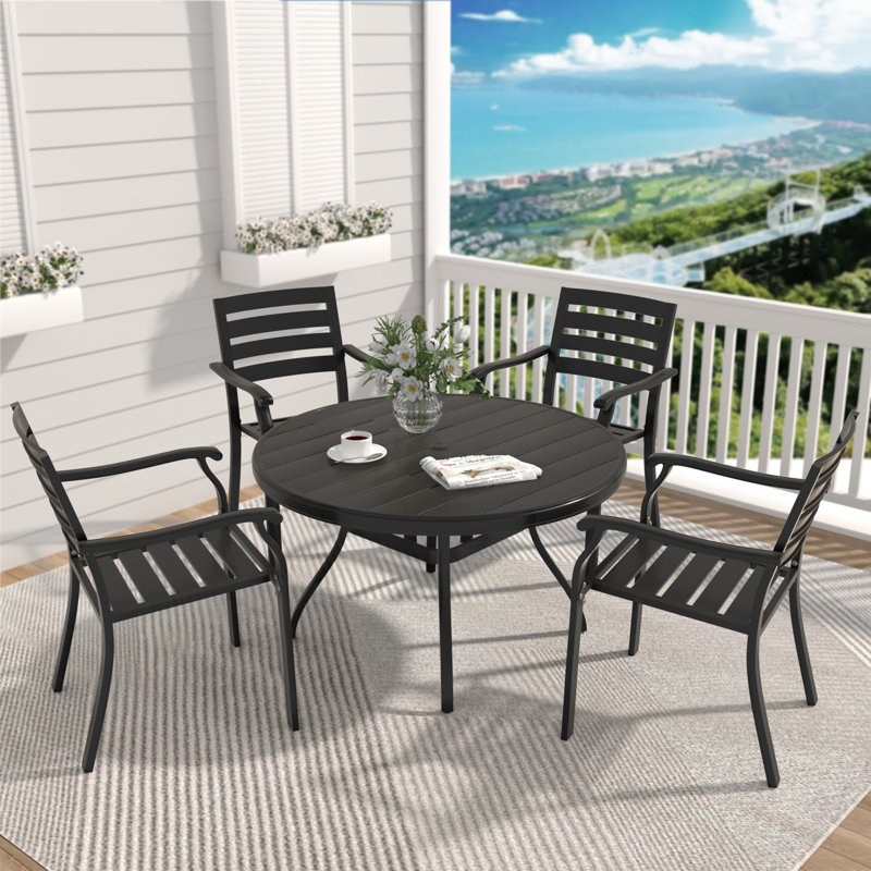 Ensemble repas d'extérieur 5 pièces 5 pièces, Noir
